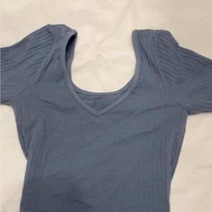 Women's Ribbed Blue Top
